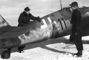 Oblt. Horst Berger (left), leader of the 8. Staffel JG 5 was posted missing on 8th May 1944 during a combat over the Barents Sea in his "Black 11".